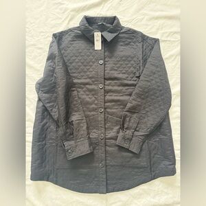 Express Black Quilted Button-Up Jacket